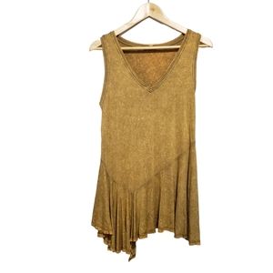 Mystree Asymmetrical Raw Hem Tunic Dress Top Size Small